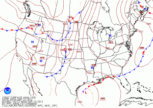 USA surface weather map animation loop for Fall 2m Sprint 2013 (1500z-1200z)